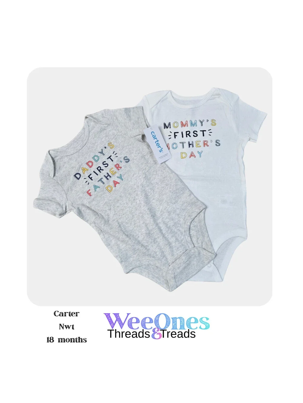 Mother's Father's Day Bodysuit 2 pc Carter NWT 18 mo